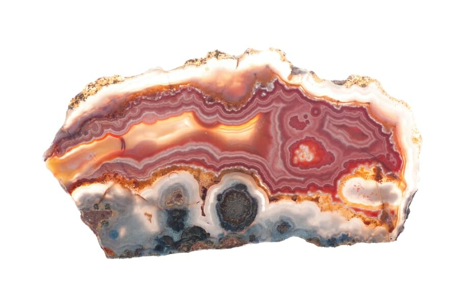 A slab of agate stone with a beautiful intricate pattern