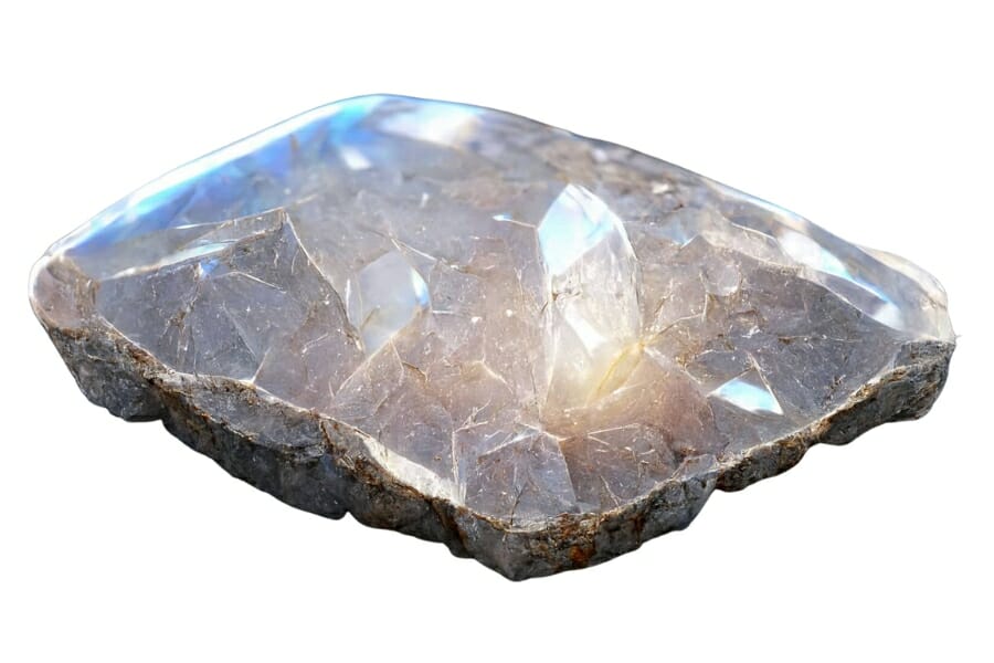 A mesmerizing diamond-shaped raw moonstone