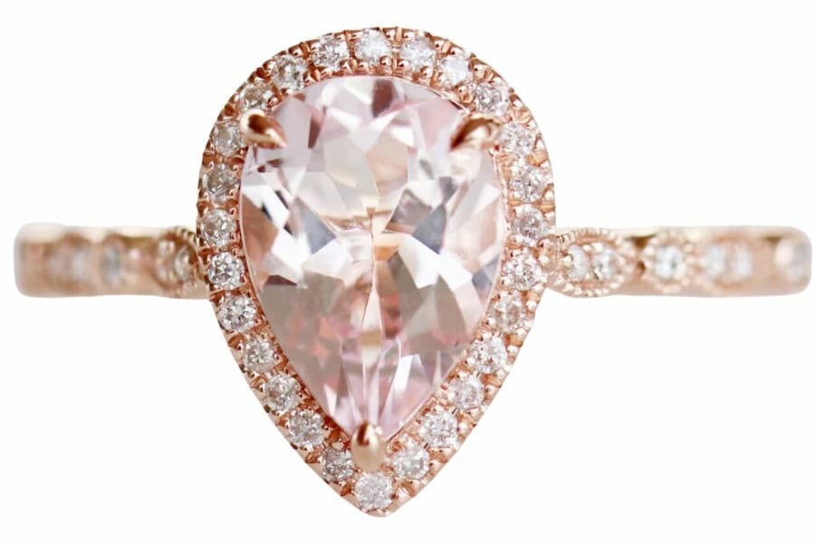 Morganite ring in rose gold setting