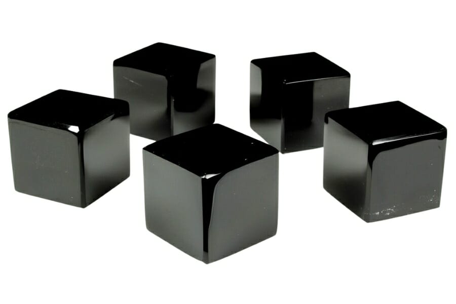 Five shiny obsidian cubes