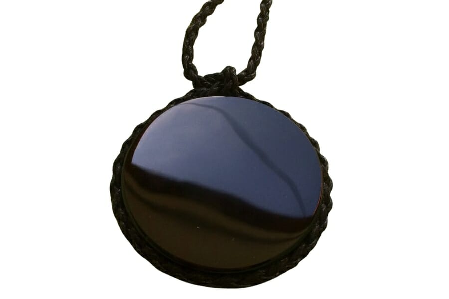 A beautiful circle obsidian pendant