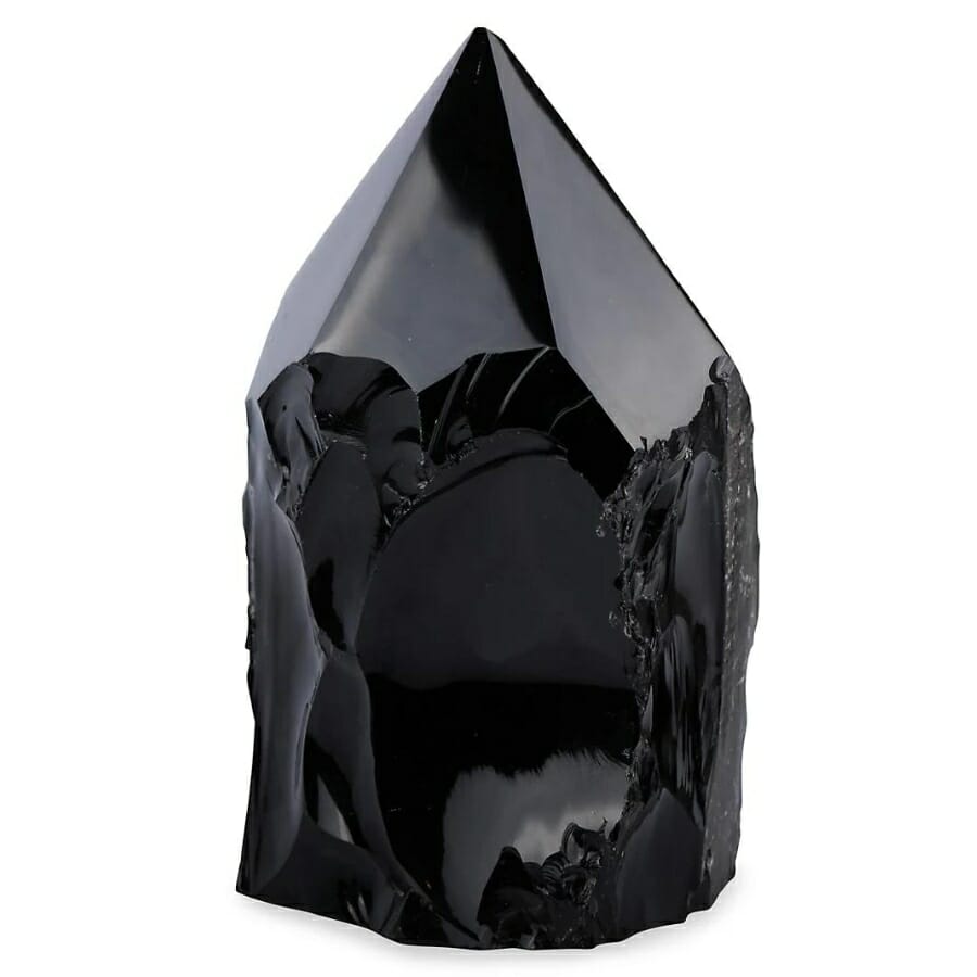 A gorgeous obsidian stone with a pointy end