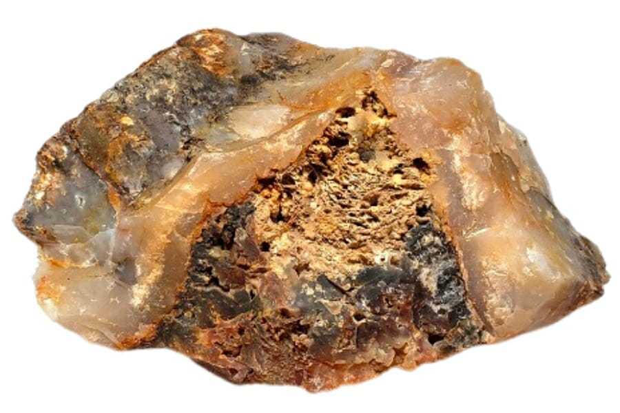 Close-up look at a rough plume agate