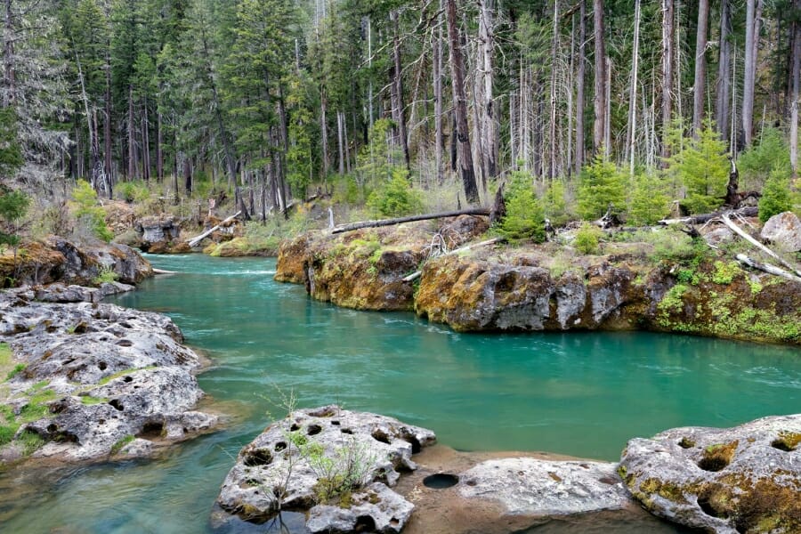 A clear, serene, and calm flowing South Umpqua River