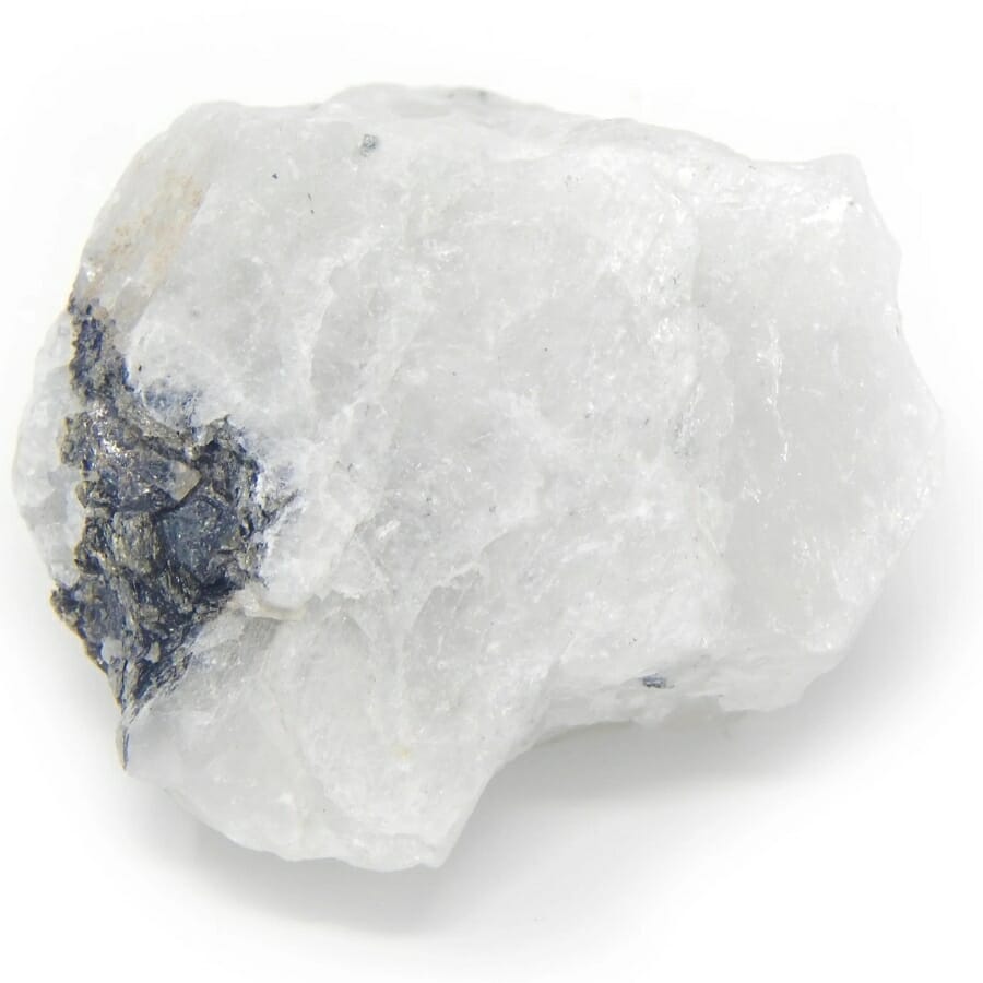 An elegant white moonstone with a black patch of mineral