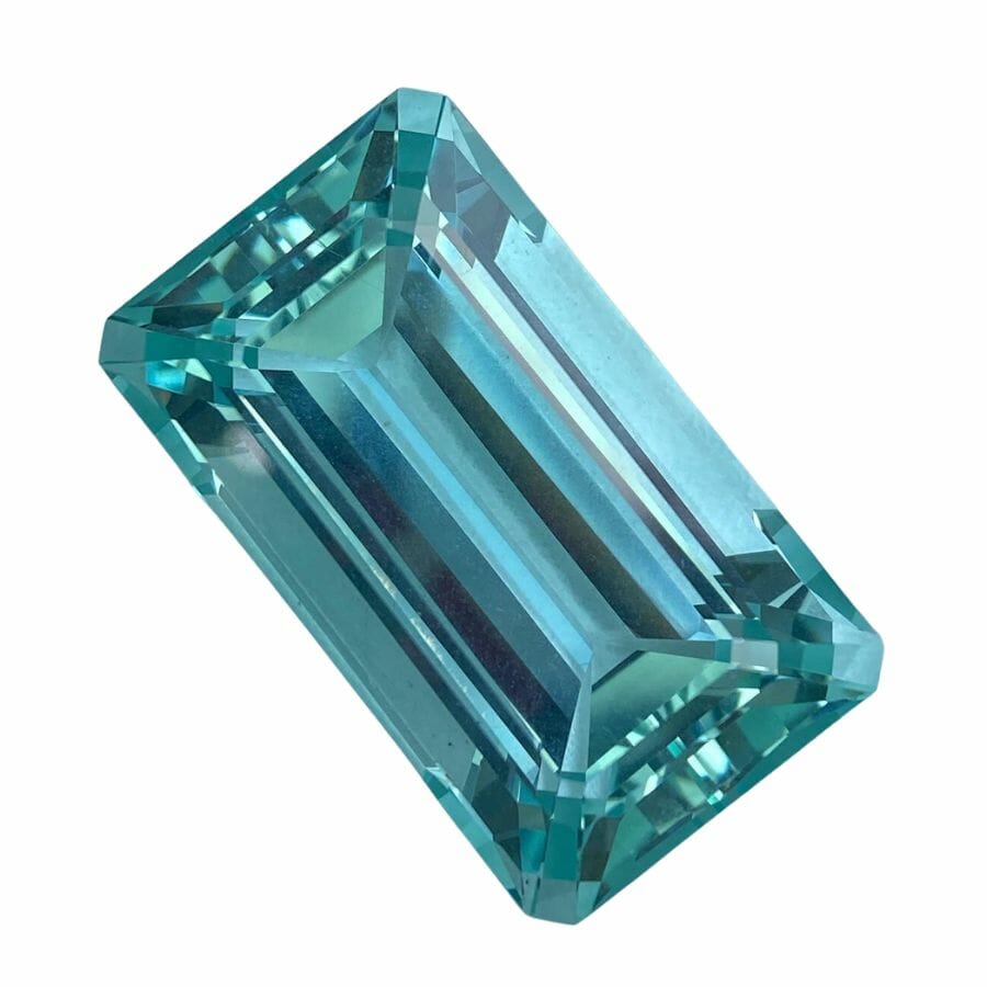 blue-green rectangular cut aquamarine