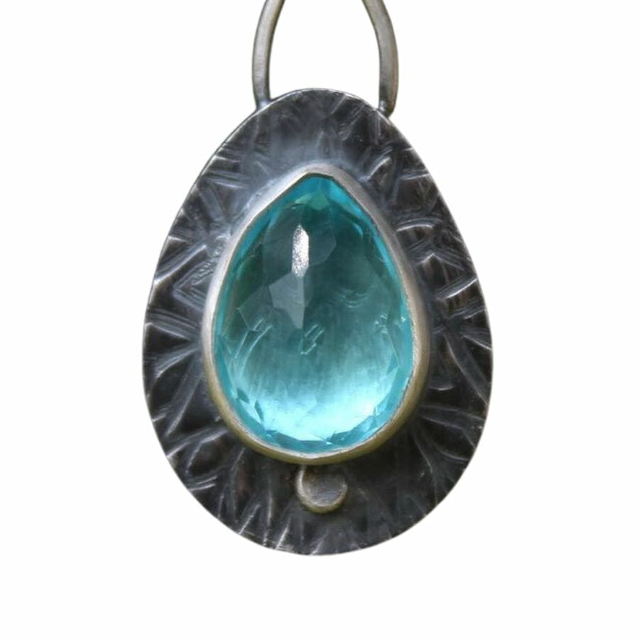 tear-drop shaped blue-green aquamarine pendant