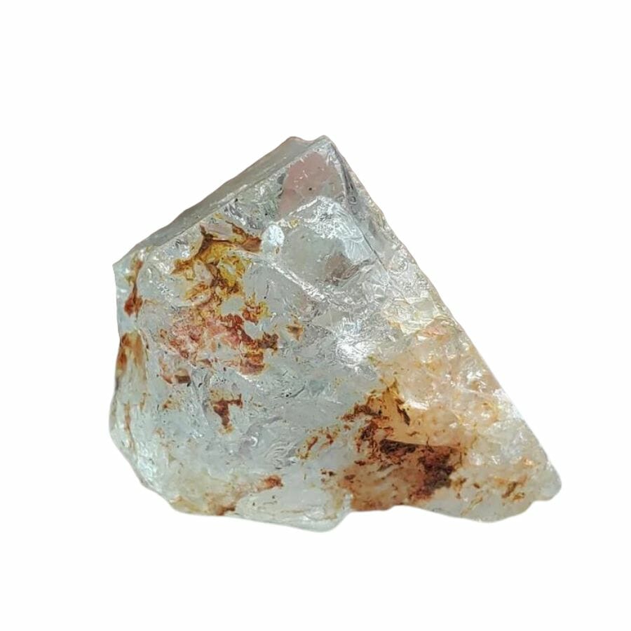 pale blue topaz crystal with copper-colored veins