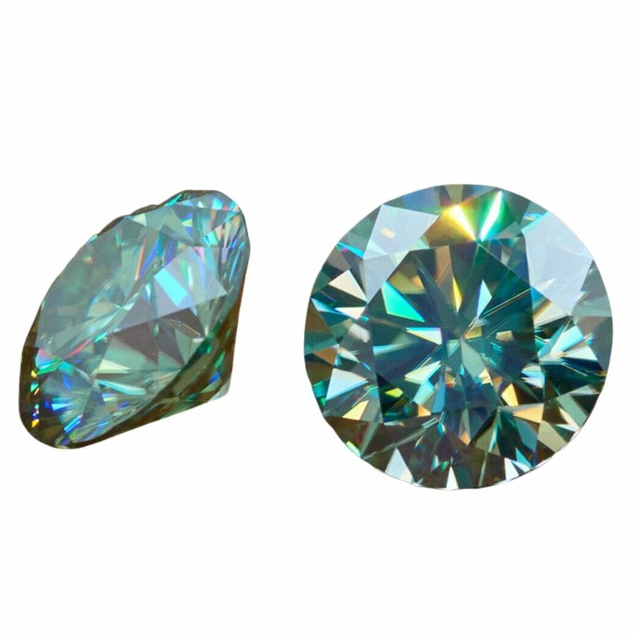 two pieces of green moissanite