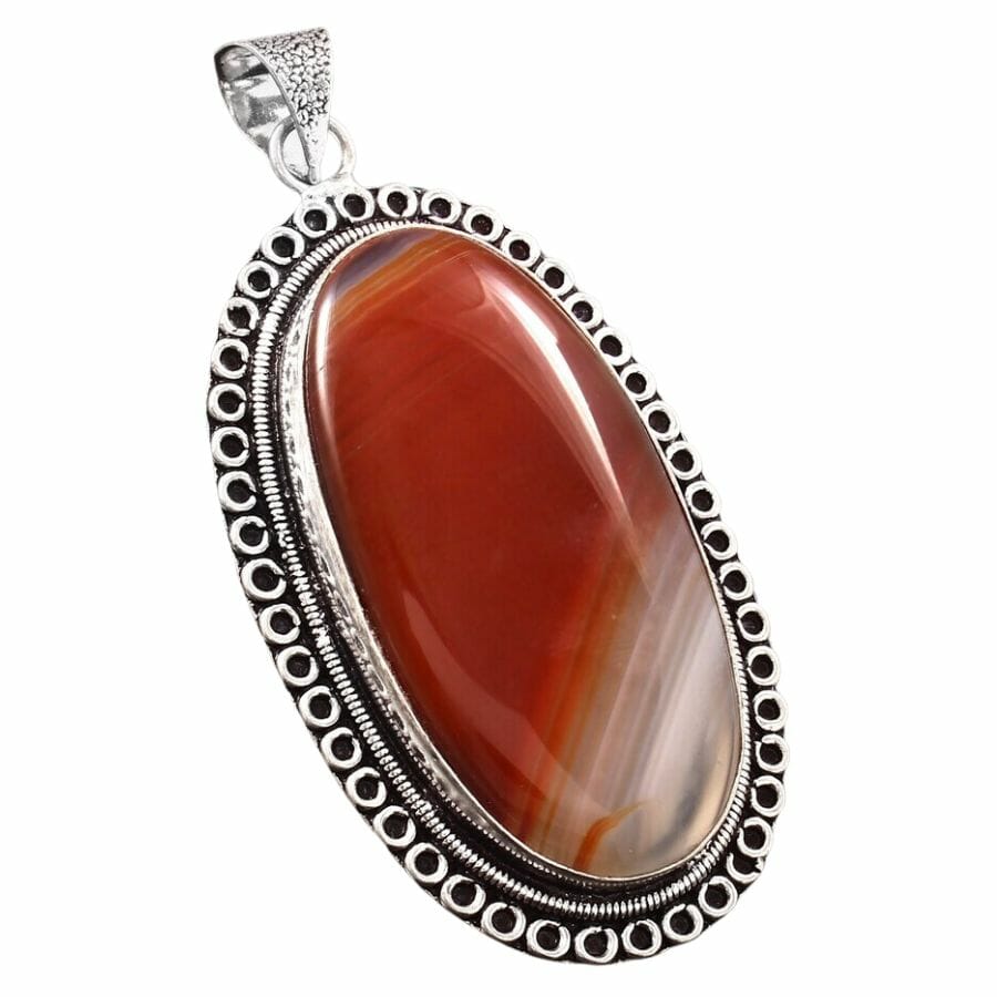 pendant with red agate with white and orange banding