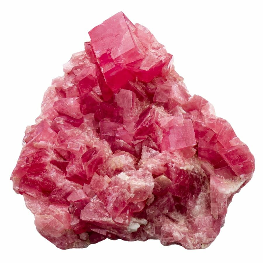 cluster of pink rhodochrosite crystals