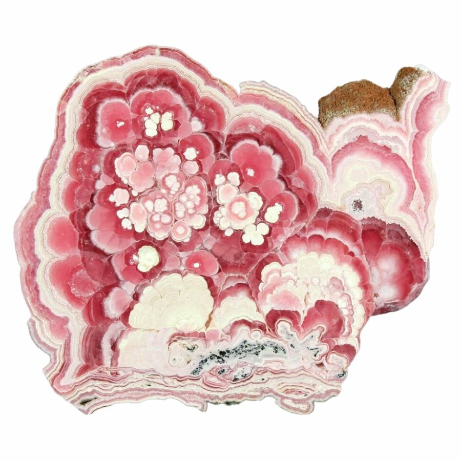 rhodochrosite slab with pink and white bands
