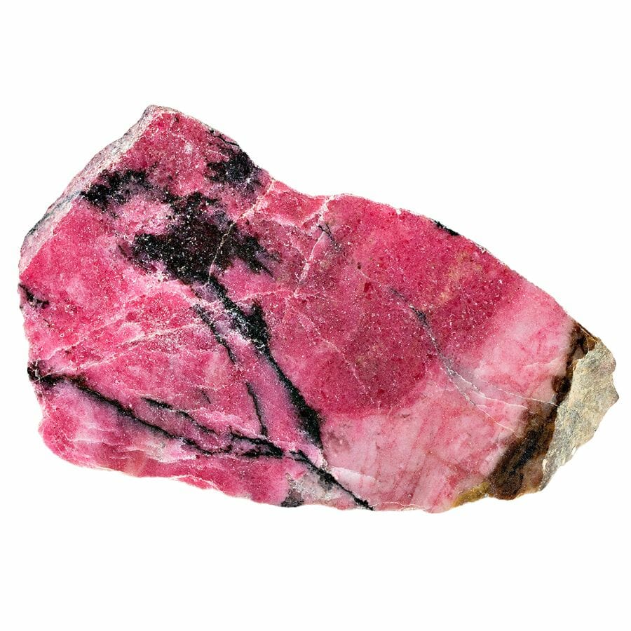 pink rhodonite slab with black veins