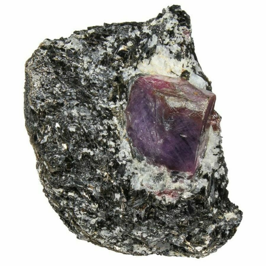 a chunk of sapphire on mica schist matrix
