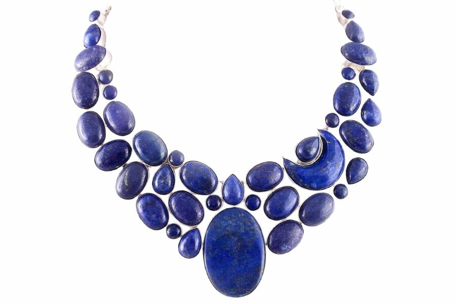 a necklace with lapis lazuli stones