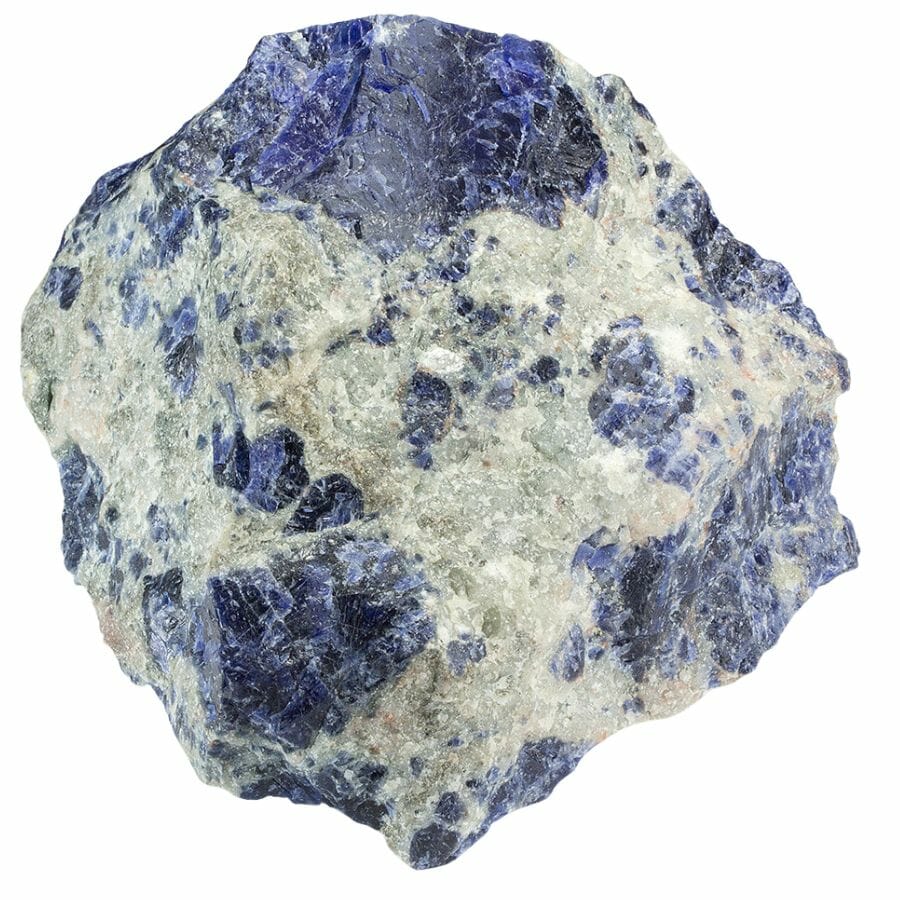 a rough piece of sodalite with calcite