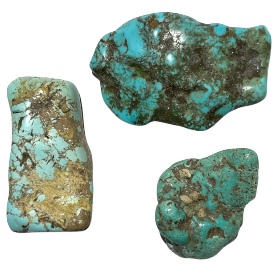 three pieces of turquoise