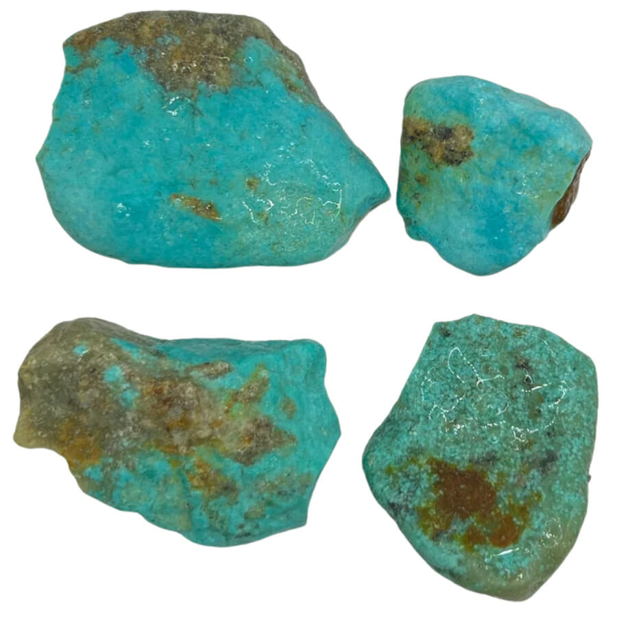 four pieces of wet turquoise