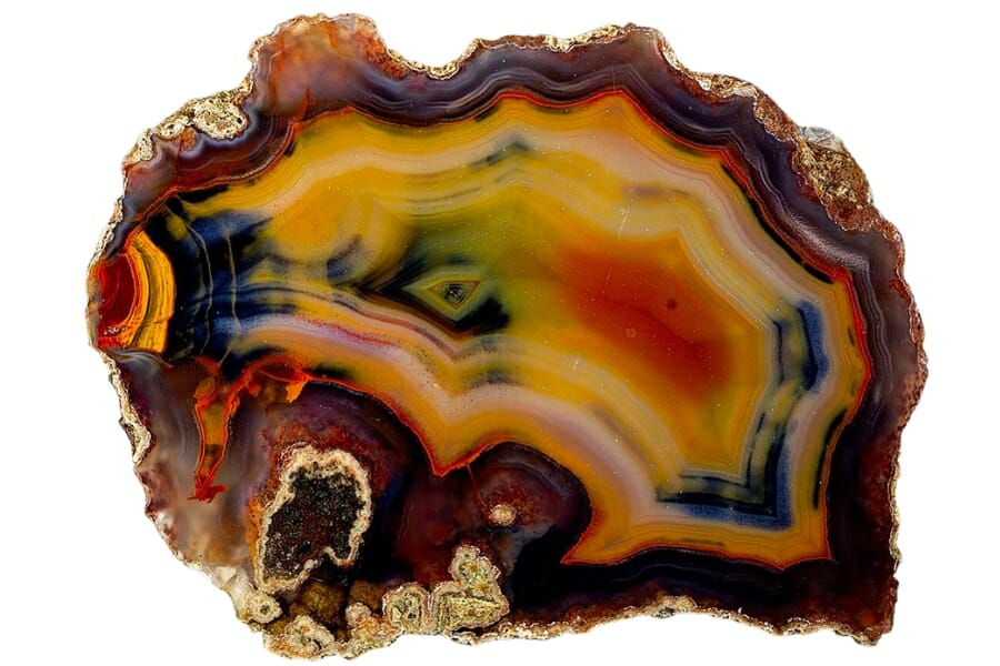 A polished condor agate with an attractive cut and colors