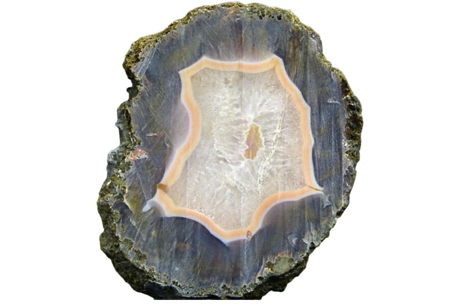 A stunning agate geode with beautiful bands of color