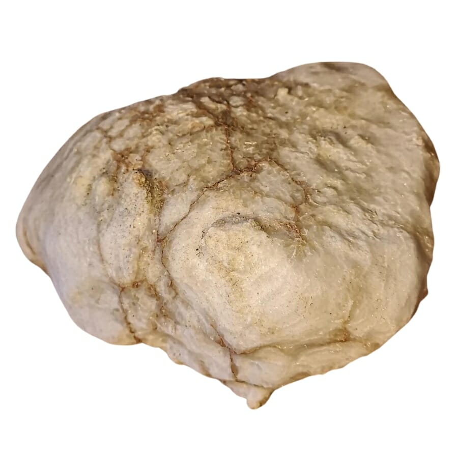 A rare alabaster rock with an irregular shape and inclusions on its surface