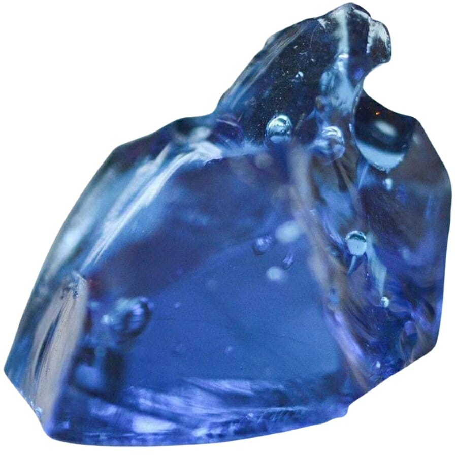 A uniquely shaped blue Andara crystal