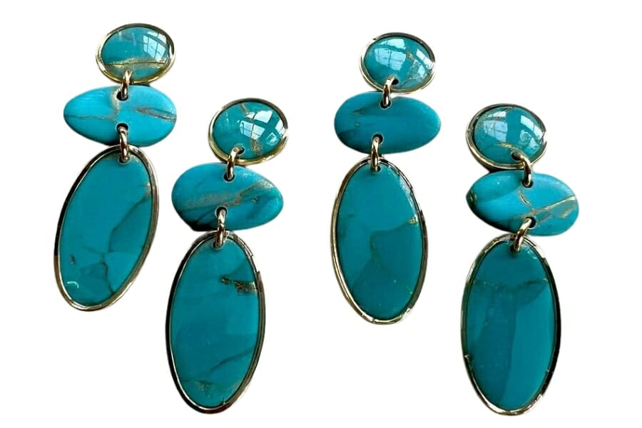 Two pairs of identical stunning blue turquoise earrings