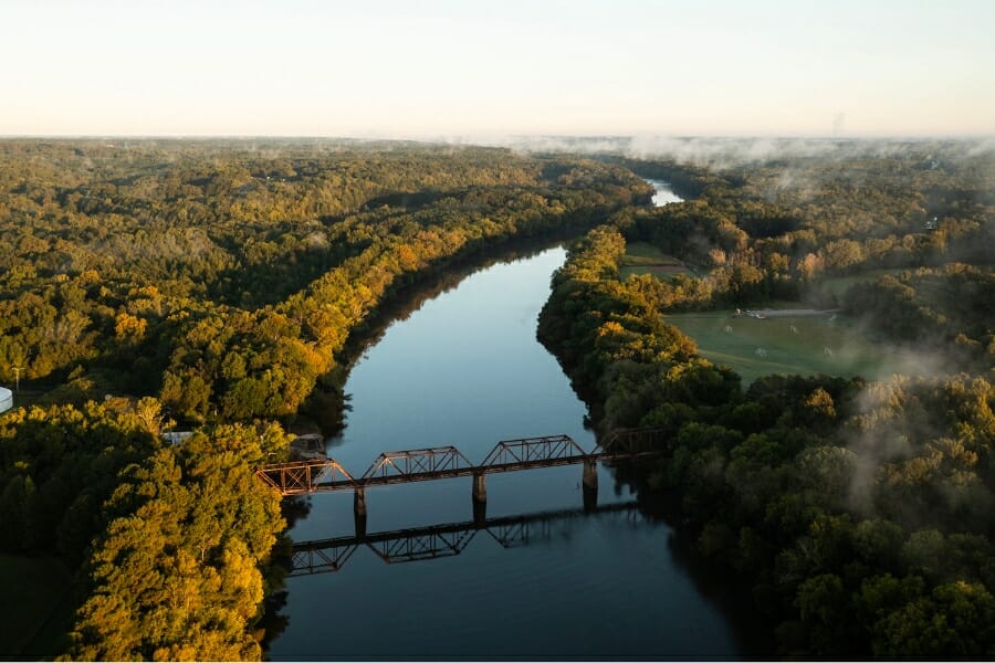 Aerial view of the stretch of the Cape Fear River