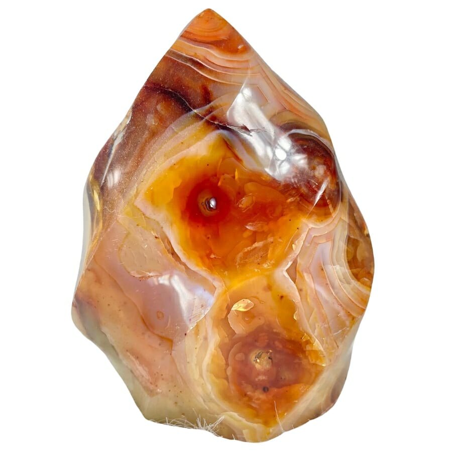A dazzling carnelian with an intrinsic gorgeous pattern in different orange hues