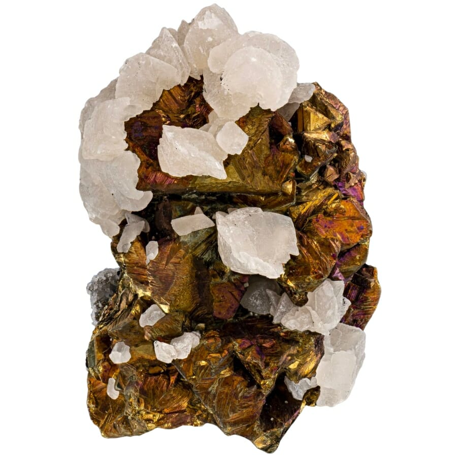 Large, lustrous, brassy chalcopyrite with white minor calcite and quartz