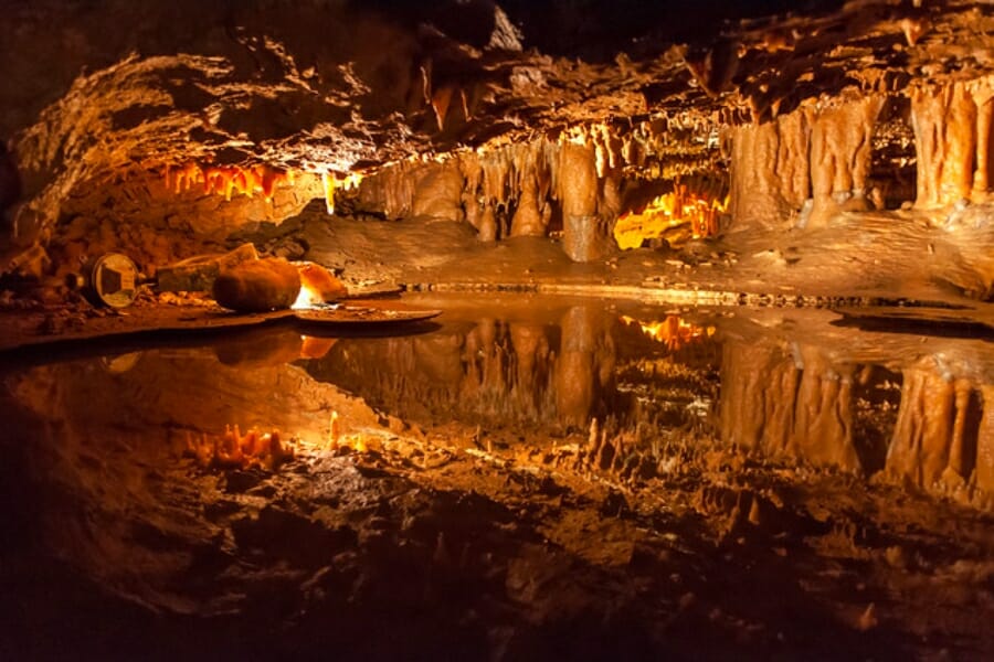 A look at the interesting stalactite and stalagmites inside Dixie Caverns