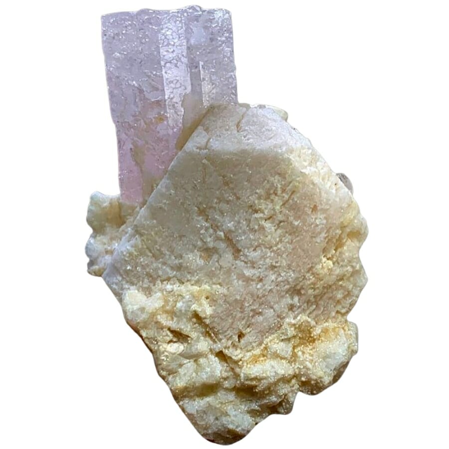 White feldspar with pink morganite