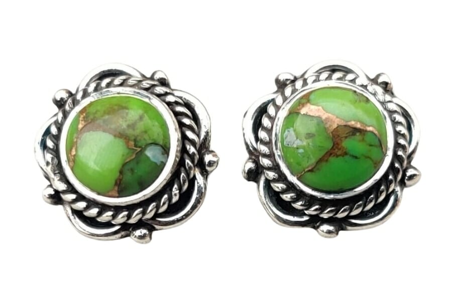 A pair of wonderful green turquoise earrings