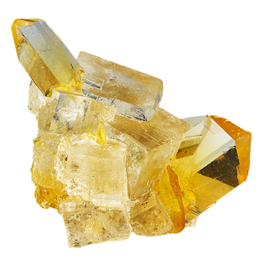 An elegant yellow gypsum with crystal towers on both ends