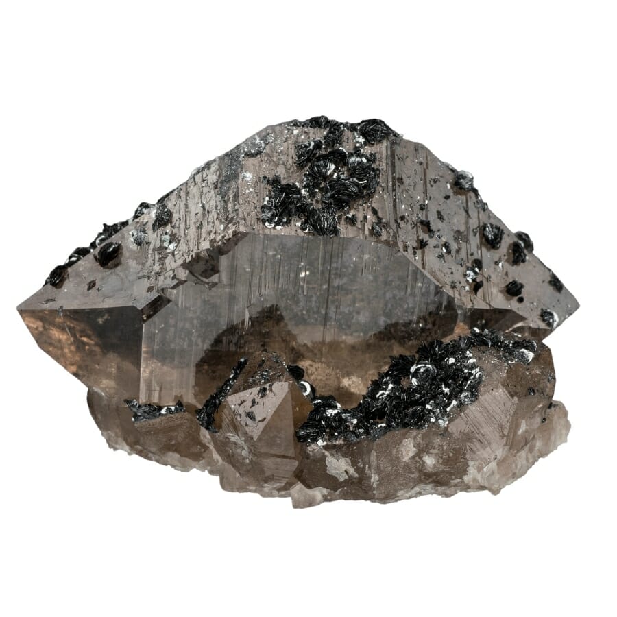 A mesmerizing hematite crystal with pretty black tiny crystals sprinkled on it