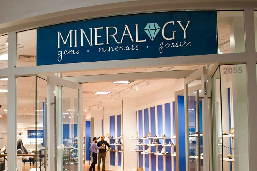 A look at the front store window of Mineralogy