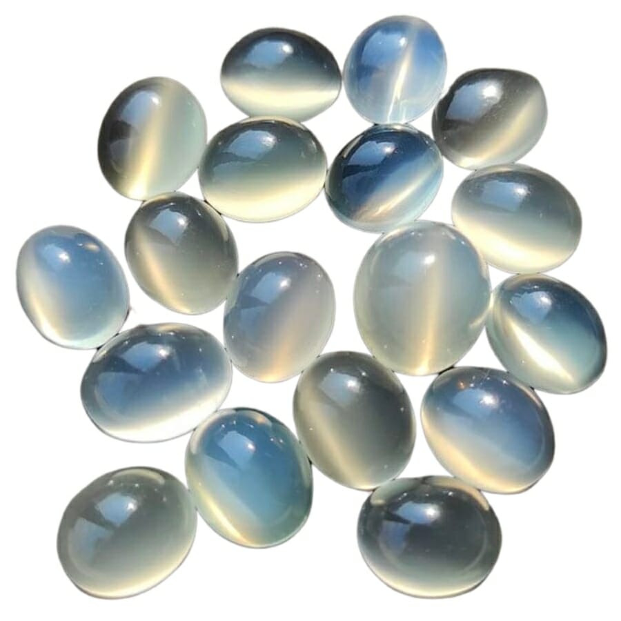 Round pieces of polished moonstones