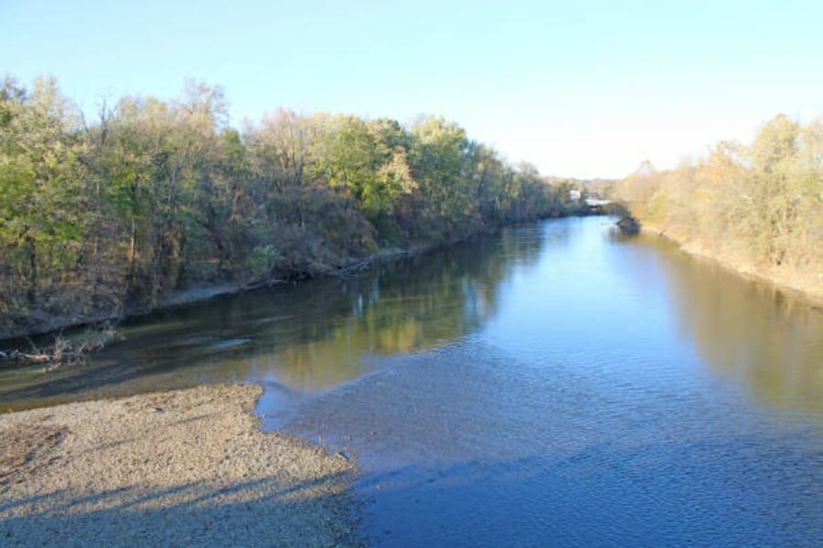 A wide but shallow stream of river 