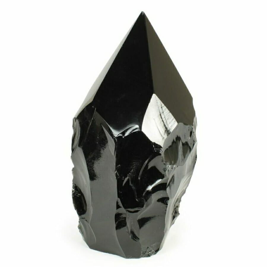 A shiny and pointy obsidian specimen