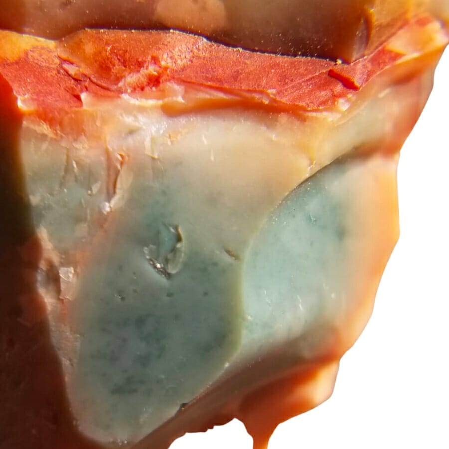 Gemmy orange flint with white and greenish center