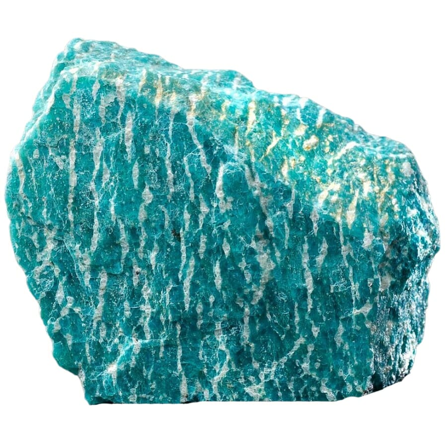 A beautiful bright blue perthite specimen with streaks of white