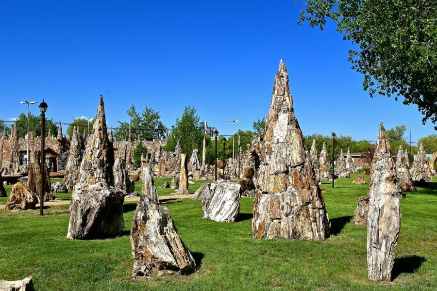 petrified wood creations in the Petrified Wood Park and Museum