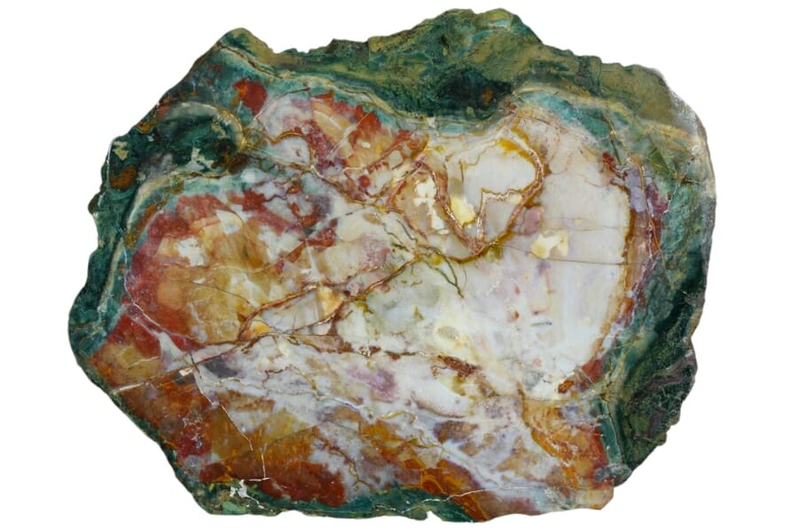 Green block of petrified wood