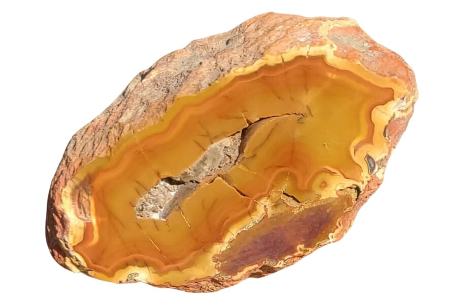 A pretty polished agate with deep and light orange hues