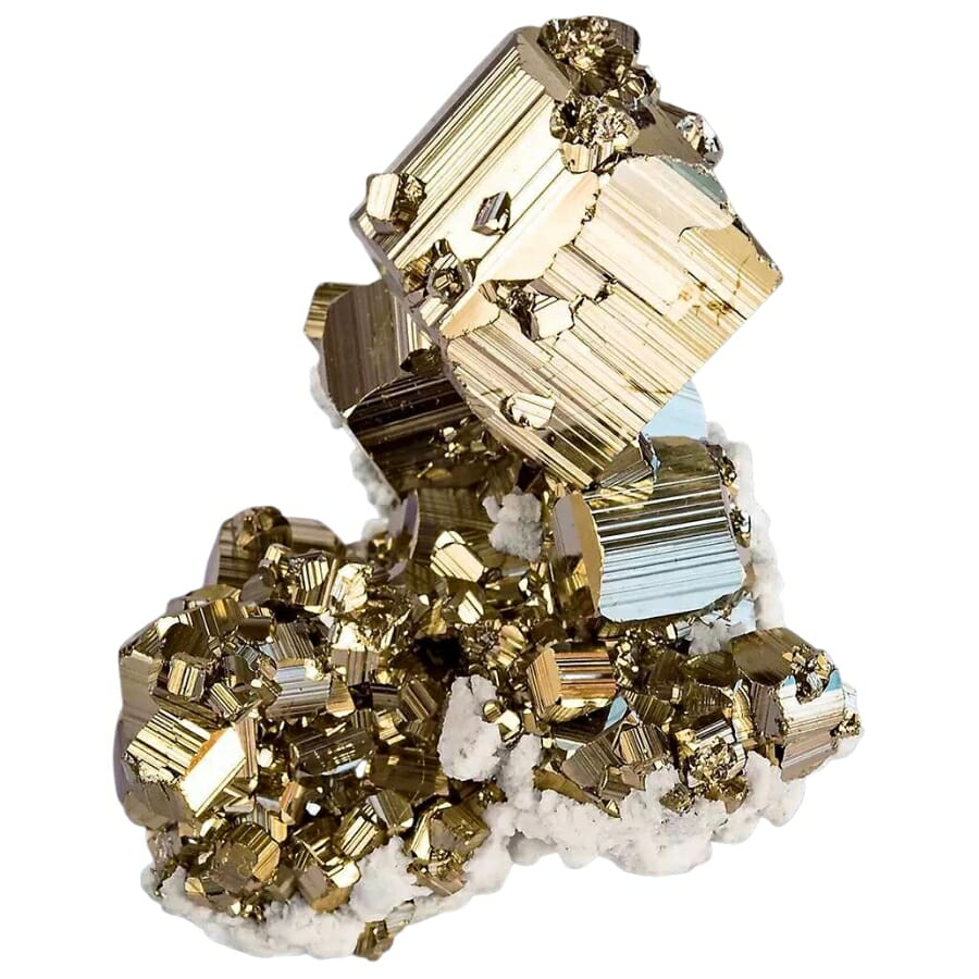 Golden pyrite with cream colored dolomite