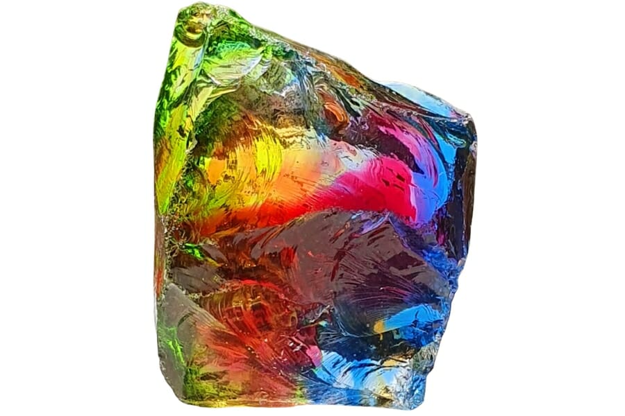 A stunning rainbow colored Andara Crystal