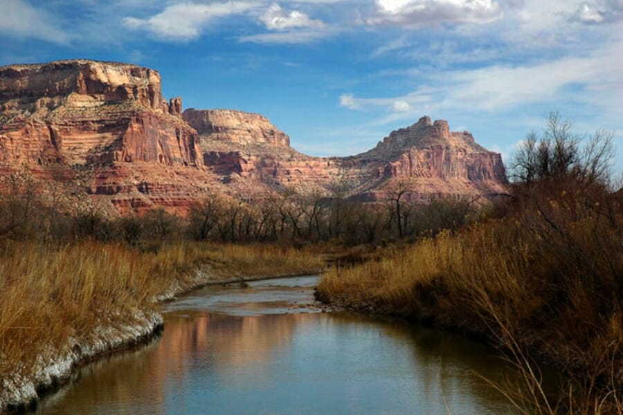 Breathtaking view of the San Rafael River surrounded by the amazing landscapes of the San Rafael Swell