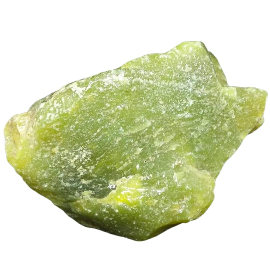 Close-up look at a yellow green serpentine crystal