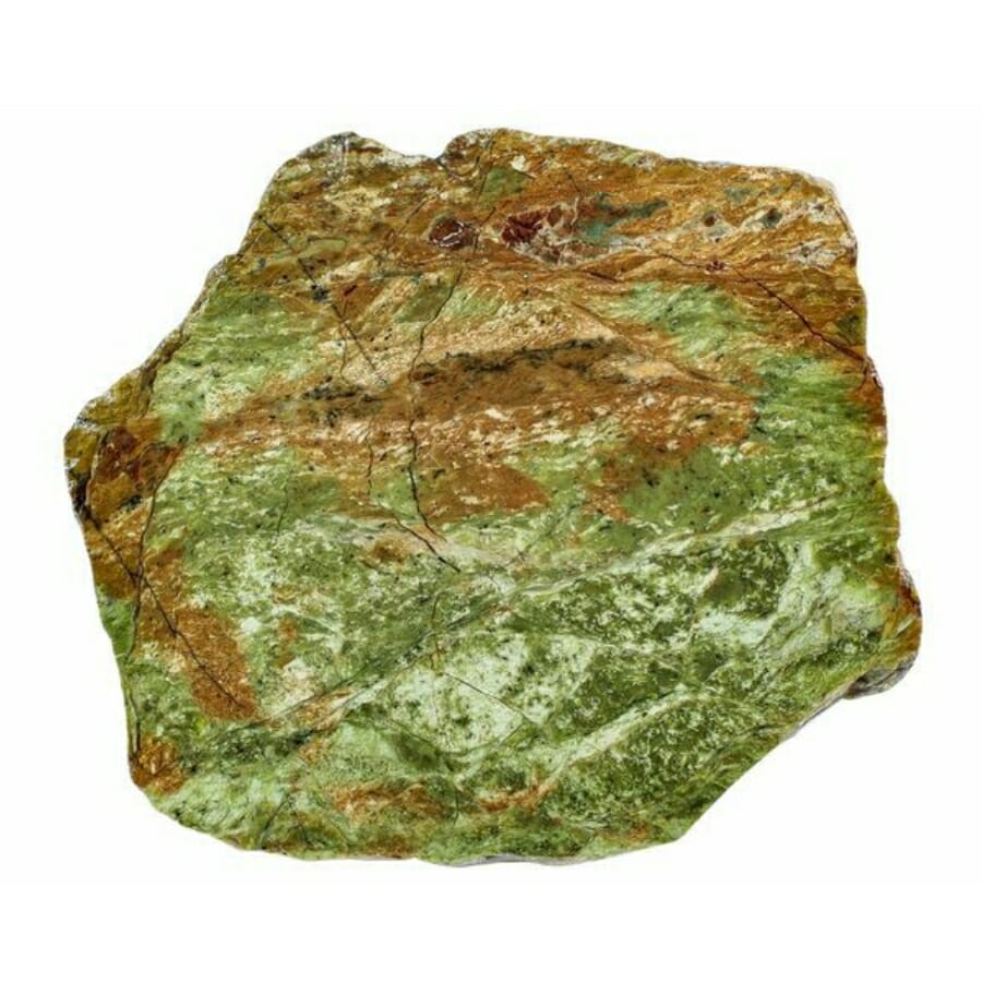 A brilliant piece of serpentine with green and brown colors