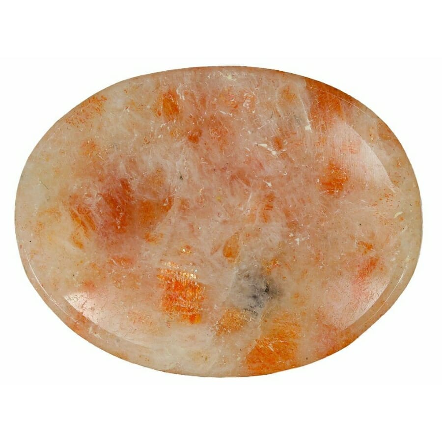 A brilliant polished sunstone with hues of the sunset